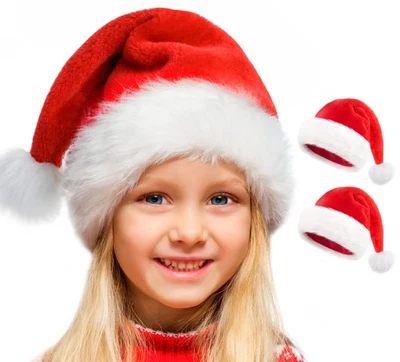 Santa Hat for Kid Boys Girls Christmas Bulk Xmas Holiday Oversized Velvet for... - Image 1 of 4