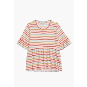 Tucker + Tate Girls Stripe Peplum Top in Ivory Egret Multi Size 7 $35 - Picture 1 of 5