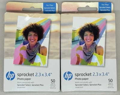 x2 Lot Of HP SPROCKET 2.3 x 3.4" Premium Sticky Back Photo Paper (100 Sheets) - Image 1 of 4