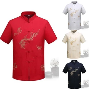 Men Shirt Comfortable Pattern Printed Plus Size Solid Color Traditional - Picture 1 of 16