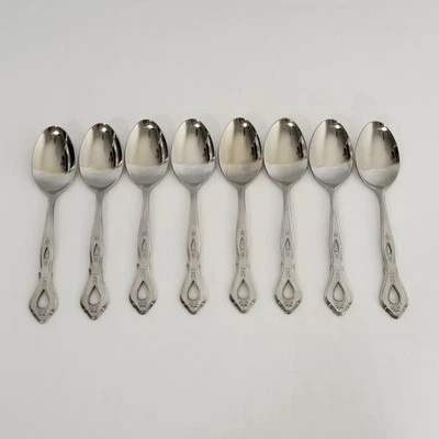 Set of 8 Stanley Roberts Autumn Ballad Stainless 7" Oval Soup Spoons Flatware - Image 1 of 4