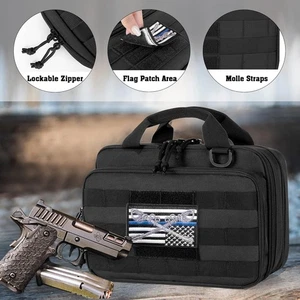 Doppel Pistolen Softcase taktische Waffentasche für 12 Magazine 2 Pistolen Waffen schwarz - Bild 1 von 6
