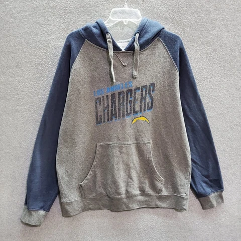 Los Angeles Chargers Men Sweatshirt XL Gray Hoodie Fanatic Logo Graphic Pullover Cover
