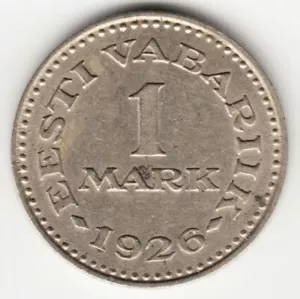 ESTONIA KM5 1 MARK 1926 XF Copper-Nickel State Coinage - Picture 1 of 2