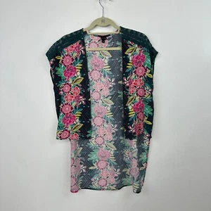 Art Class Top Girls XL 14/16 Floral Print Open Front Kimono Crochet Trim Boho - Picture 1 of 11