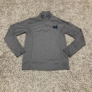 Pullover Michigan Wolverines Para Hombres 1/4 Cremallera Gris Talla Mediana Ropa de Caballeros - Imagen 1 de 5