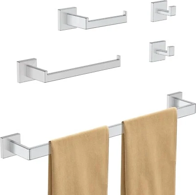 Set 5 Porta Asciugamani e accessori per Bagno in Acciaio Inossidabile argento - Immagine 1 di 4