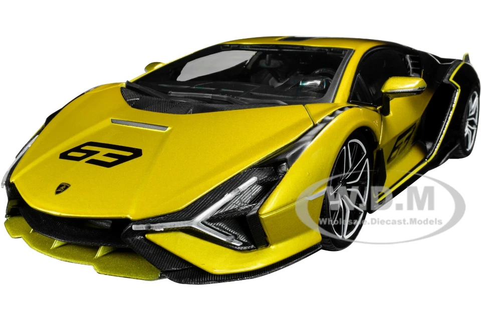 Bburago 1 18 Lamborghini Sian FPK37 Hybrid #63 Faded Black/Yellow 18-11100 Model