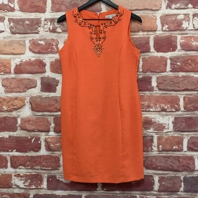 Vestido Sandra Darren Mujer Talla 8 Pequeño Naranja Cuentas Sin Mangas Cremallera Foto 1 de 4