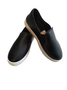 Women's Slip On Shoes Comfort Sneakers Black Faux Leather New US Size 7.5 EU 38 - Picture 1 of 8