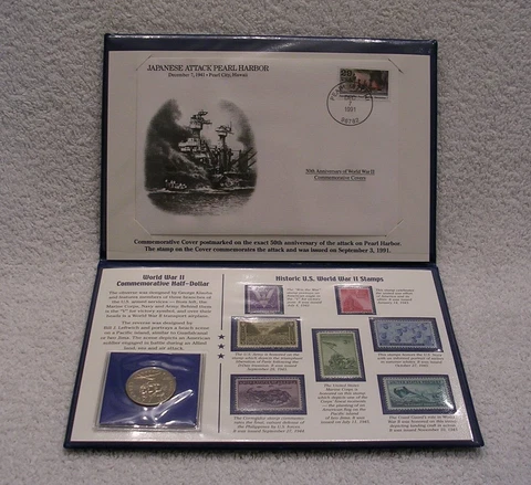 World War Two Half Dollar Postal Commemorative Society - WWII Coin, Stamp &Cover Cover