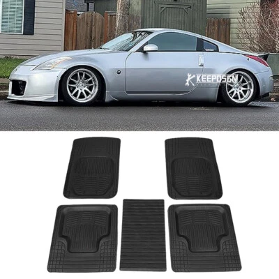 For 2003-2008 Nissan 350Z Front & Rear Black Floor Mats Carpet Waterproof 5pcs - Image 1 of 4