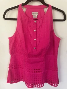 Karen Millen England Layers Top, Broderie Anglaise Lace Halter Neck Fuchsia Top - Picture 1 of 7