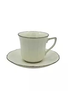 Noritake Chandon Platinum Flat Coffee or Tea Cup w/ Saucer #7367 Baroque Floral - Picture 1 of 5