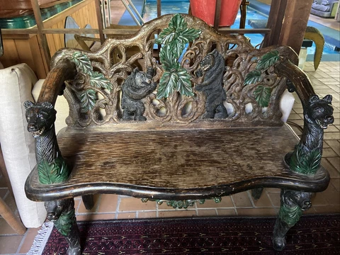 CARVED  BEAR BENCH-BLACK FOREST STYLE Cover