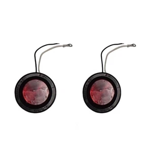 Two Red 2" Round LED 12V Side Marker Light Kit w/ Lamp Pigtails Grommet - Picture 1 of 5