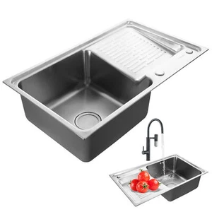 Stainles Steel Kitchen Sink Laundry Utility Sink with Washboard 29.5 inch - Picture 1 of 12