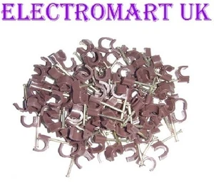 7MM TV AERIAL SATELLITE SKY VIRGIN COAX CABLE CLIPS BROWN X 100 - Picture 1 of 1