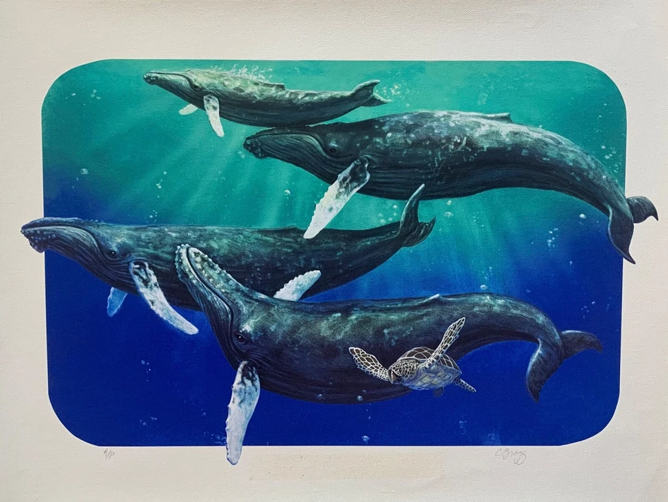 Chick Bragg WHALES SONG Arte Giclee Firmado a Mano sobre Lienzo 17" x 11" Foto 1 de 4