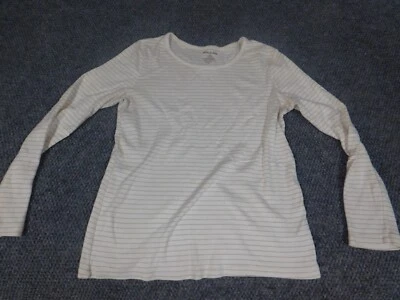 Blusa blanca ciervo mujer mediana beige a rayas jersey elástico Foto 1 de 4