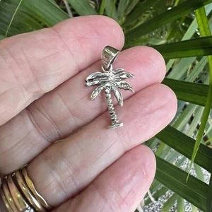 Ciondolo Ciondolo Palma Tropicale Argento 925 Sterling - Foto 1 di 3