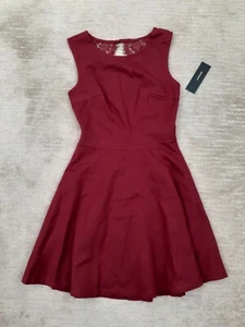 Lulus Women's XS Rich Red Sleeveless A-Line Lace Open Back Ponte Knit Dress NWT - Picture 1 of 10
