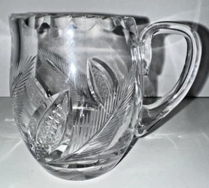 Vintage Heavy Cut Crystal Creamer With Leaves 3.25" x 4” - EUC - Picture 1 of 6