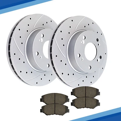 Front Drilled Slotted Rotors + Brake Pads Brakes Kits for 2006-2011 Honda Civic — 第 1/4 张图片