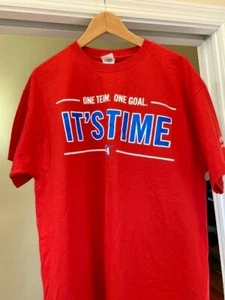 LOS ANGELES CLIPPERS “ONE TEAM ONE GOAL IT’S TIME” PLAYOFFS RED SGA SHIRT XL - Picture 1 of 6