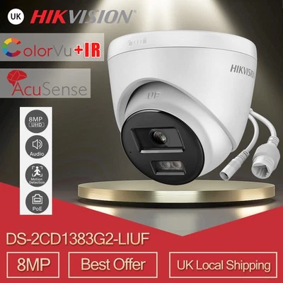 Hikvision 4K 8MP Smart Hybrid Light Colorvu IP Camera Mic POE DS-2CD1383G2-LIUF - Image 1 of 4