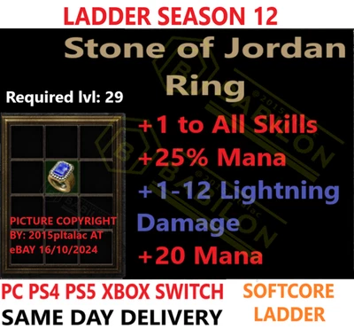 ✅PC PS4 PS5 XBOX SWITCH✅LADDER SOJ Stone Of Jordan DIABLO 2 RESURRECTED D2R ARTÍCULO Foto 1 de 2