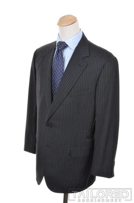 PAUL STUART St. Andrews Gray Striped 150s Wool Jacket Pants SUIT Mens - 46 L - Image 1 of 4