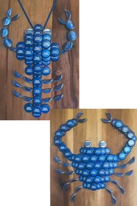 Bud Light Lobster & Crab Beer Cap Folk Art On Reclaimed Wood Hand Crafted Signs - Picture 1 of 7