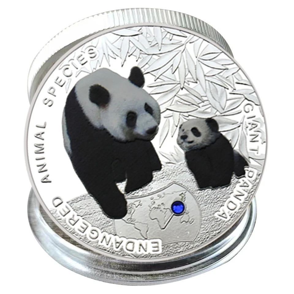 2014 Giant Panda Coin Zambia 1000 Kwacha Silver Wildlife Plated Rare Gift Medal - Image 1 of 4