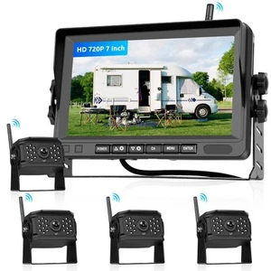 Wireless Backup Camera System Kit, 7 Inch IPS Reversing Monitor with IP68 Wat... - Picture 1 of 7