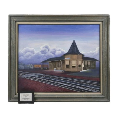 Pintura al óleo de colección firmada por Krause 1995 "Crepúsculo en Sturtevant" galería de arte enmarcada Foto 1 de 4