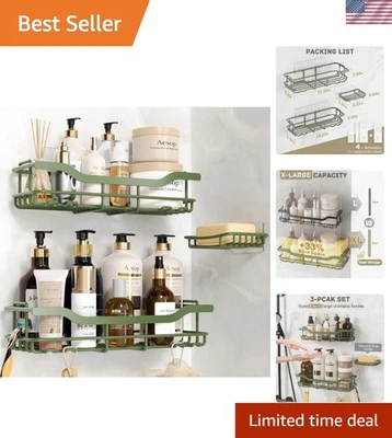 Carrito de ducha duradero a prueba de óxido paquete de 3 con adhesivo fuerte - Fácil instalación Foto 1 de 4