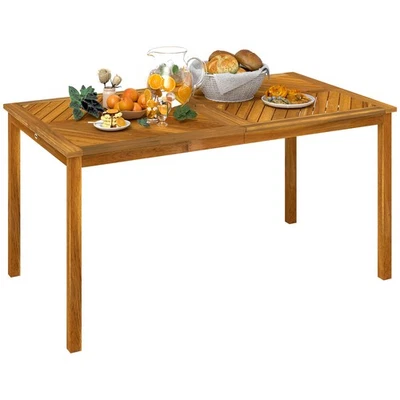 Gartentisch 150x85cm, Wetterfest Balkontisch aus Holz, 6 Personen Naturholz - Bild 1 von 4