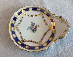 CARL THIEME Dresden Flowers Hand Painted Trinket Dish, 4.75" by 5.75" - Picture 1 of 9