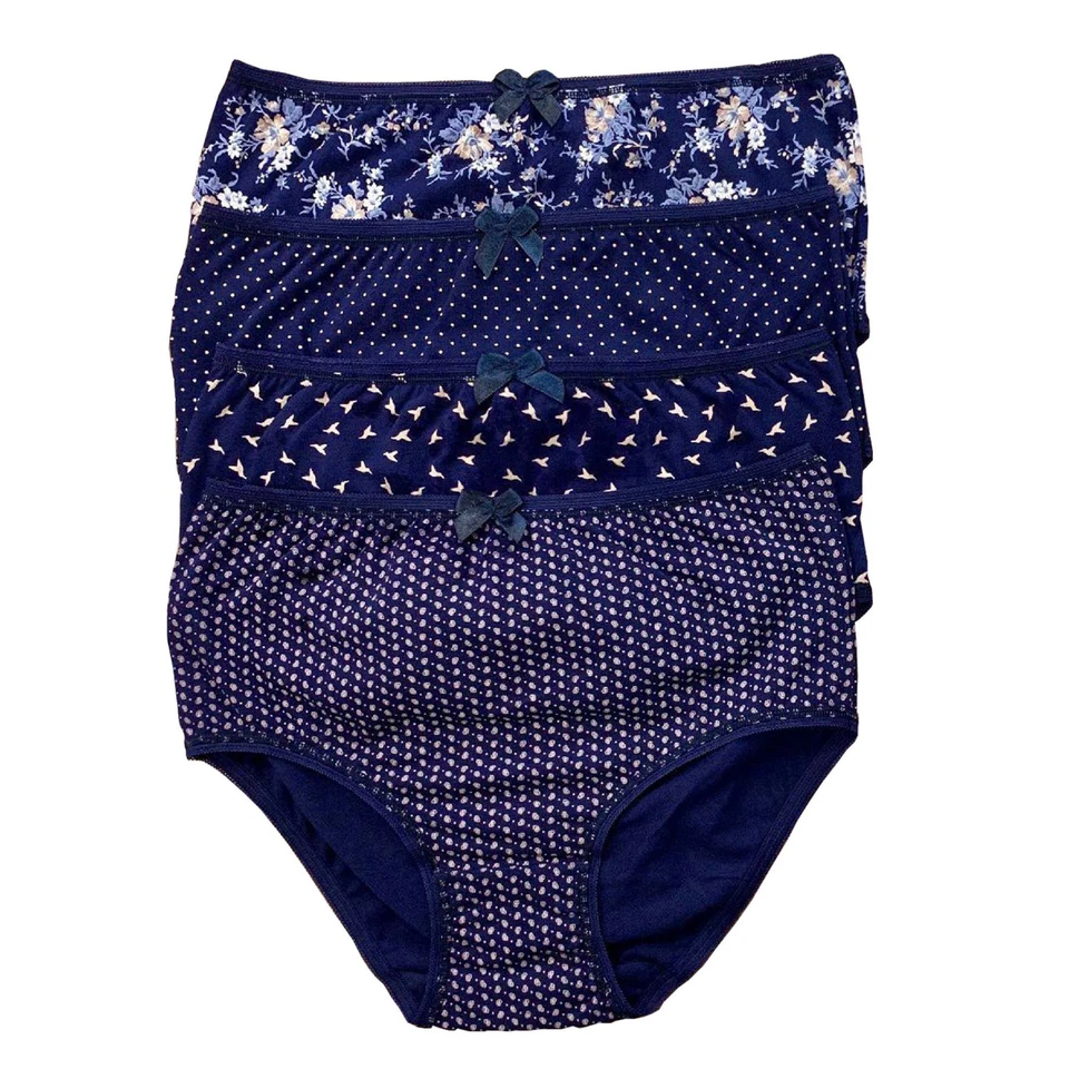 Paquete de 4 bragas de bikini de cintura alta para mujer algodón Knickers ropa interior Foto 1 de 1