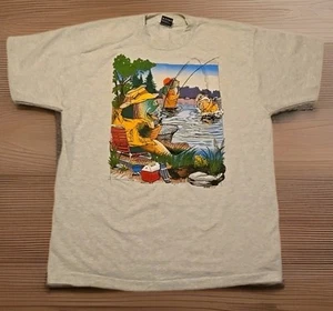Vtg 90s Fishing Funny Graphic Comic T-Shirt Size Xl 1992 Artwear Single Stitch - Picture 1 of 16