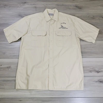 Bimini Bay Shirt Men's XL Beige Short Sleeve Casual Allen's Boat Surveying - Image 1 of 4