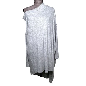Free People We The Free Tunic Top Medium Gray Asymmetrical Long Sleeve Pullover - Picture 1 of 10