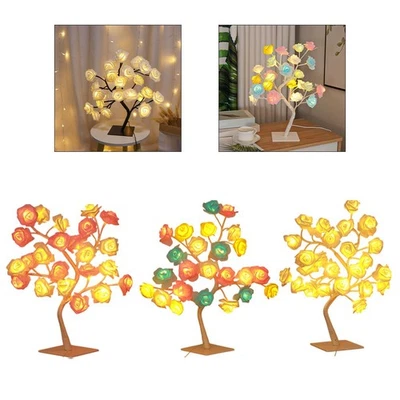 Schöne weiße Rosenbaum LED Schreibtischlampe für Schlafzimmer und Wohnzimmer - Bild 1 von 4