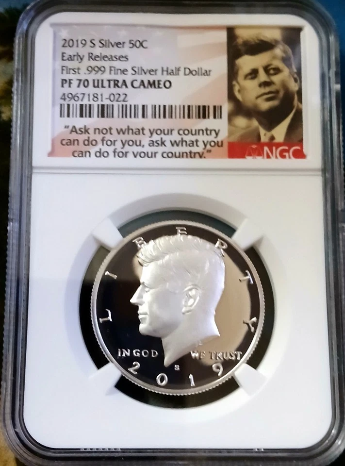 2019 S Kennedy Half Dollar NGC Proof 70 Ultra Cameo First 999 Silver Half - E.R. - Image 1 of 2