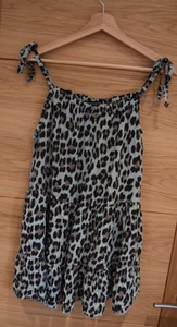 ANIMAL PRINT STRAPPY TIERED LOOSE FIT SUMMER TOP SIZE UK 10 EU 38 R3 - Picture 1 of 3