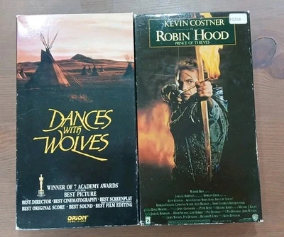 Kevin Costner-Robin Hood Prince of Thieves (1991) Dances with Wolves (1990) VHS - Image 1 of 4