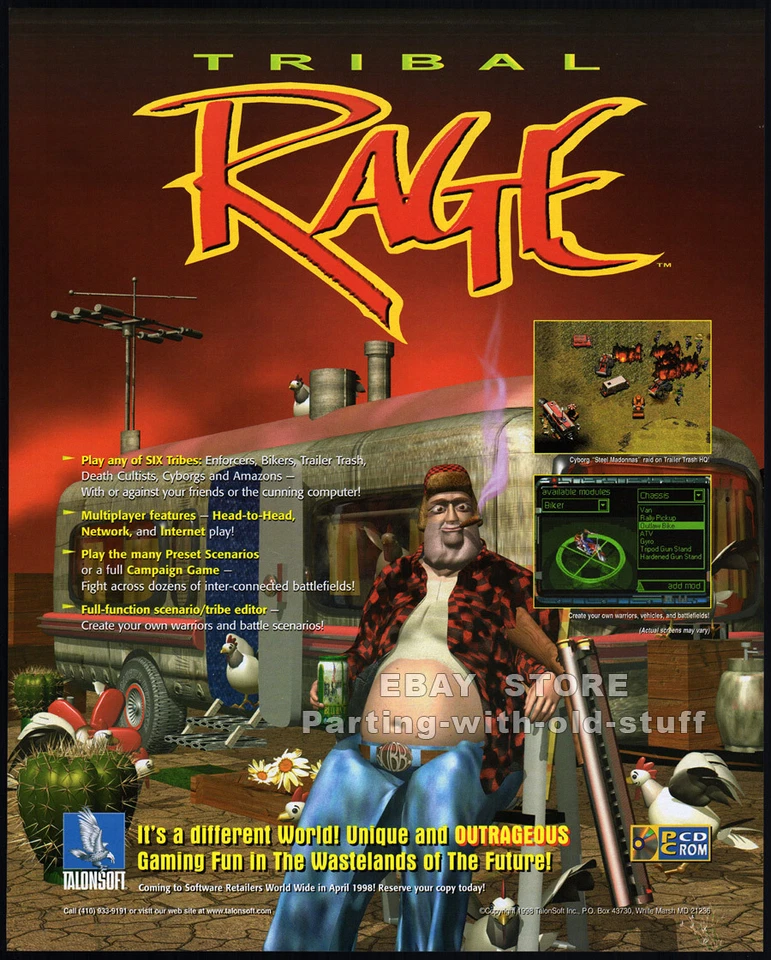 TRIBAL RAGE__Orig. 1998 Trade print AD game promo / poster__PC software advert - Image 1 of 1