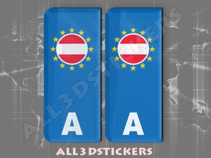 2 x Adesivi Resinati 3D Targa Bandiera Austria per Auto o Moto - Picture 1 of 1