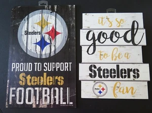 TWO (2) PITTSBURGH STEELERS CLASSIC LOOK HARD WOOD SIGN FROM WINCRAFT - Picture 1 of 3